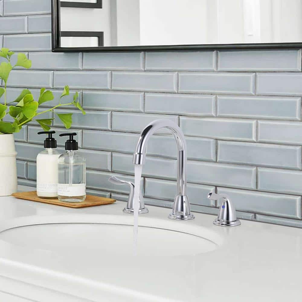 Polished Chrome 8 in. Widespread Double Handle Bathroom Faucet