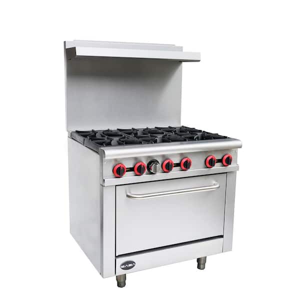 36 in. 4.5 cu. ft. Commercial 6 Burner Gas Range in Stainless Steel