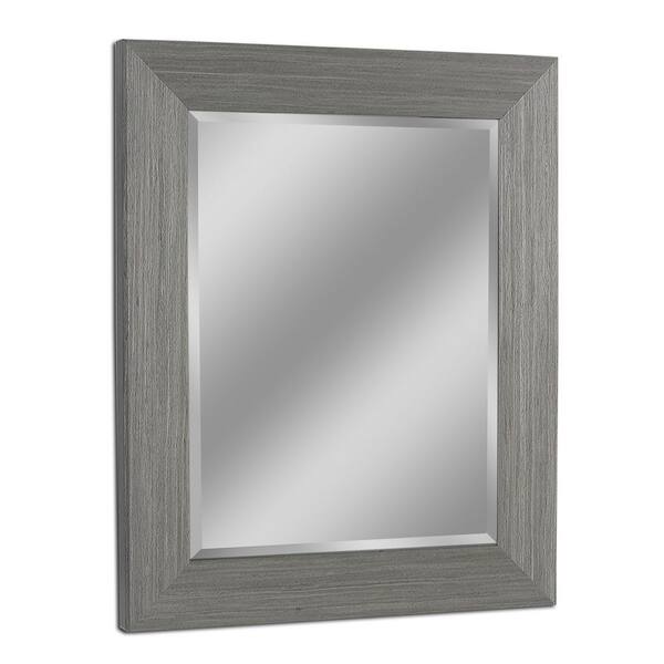 Deco Mirror 29 in. W x 35 in. H Rustic Box Driftwood Wall Mirror in Light Grey