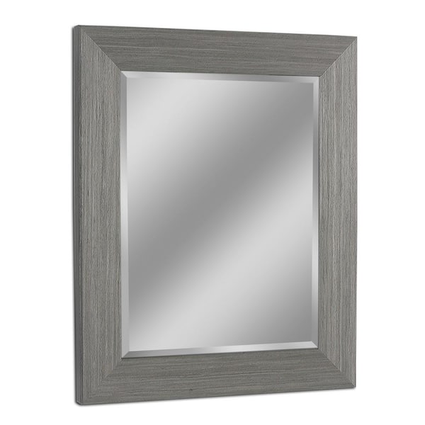 Deco Mirror 31 in. W x 43 in. H Rustic Box Driftwood Mirror in Light Grey