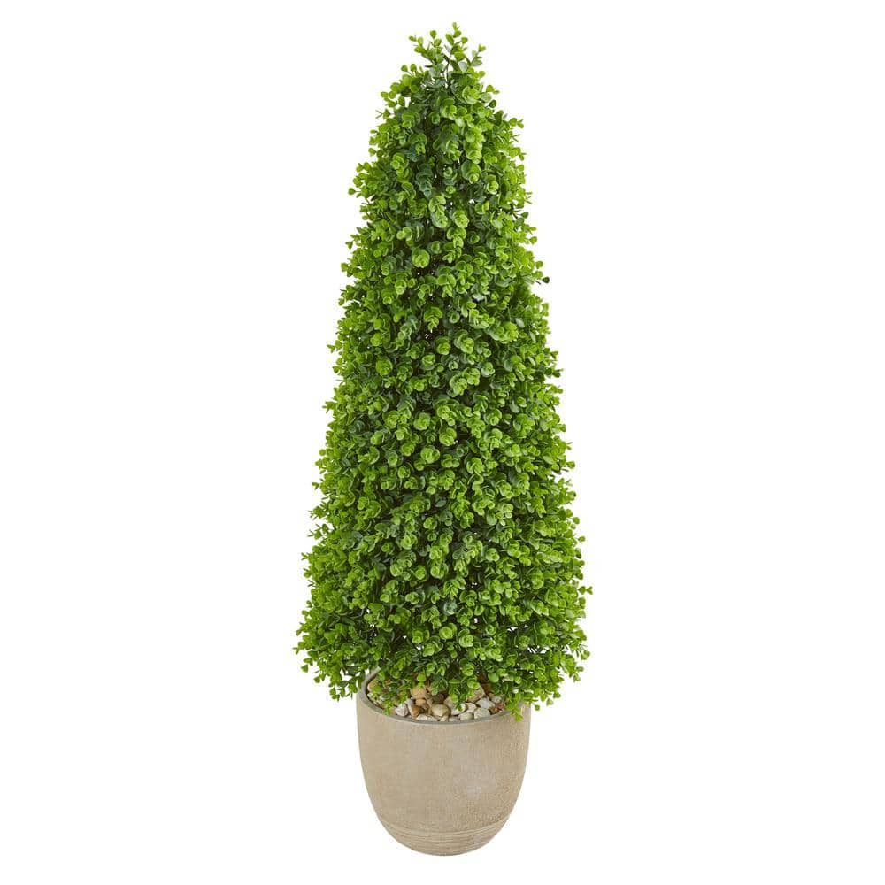 Nearly Natural Indoor/Outdoor 50 Eucalyptus Topiary Artificial Tree in ...