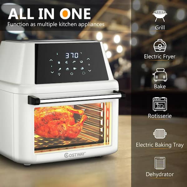 Costway 16-in-1 Air Fryer Oven 15.5 QT Toaster Oven Dehydrator Rotisserie  w/ Accessories Silver