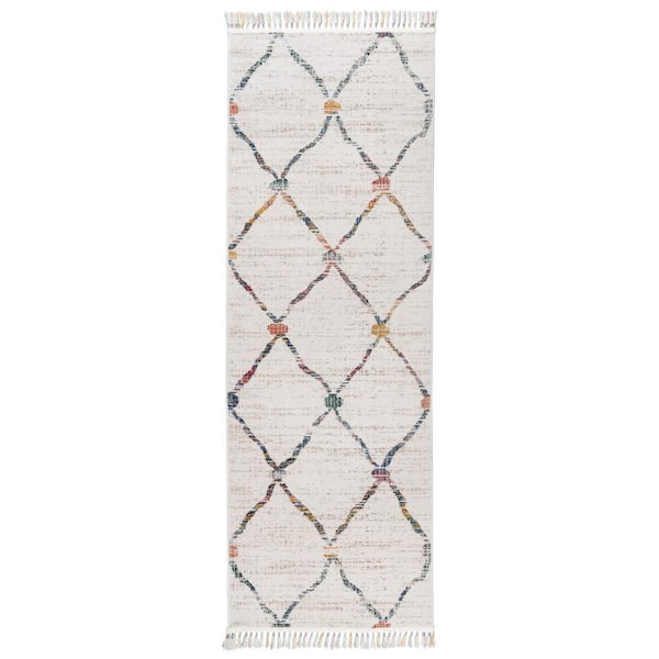 Gertmenian Gertmenian Amiens Dieppe Cream Casual Trellis Indoor Runner, 2.5'x8'