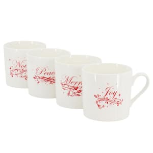 Holiday Vines 4 Piece 16 oz. Fine Ceramic Mug Set in Red