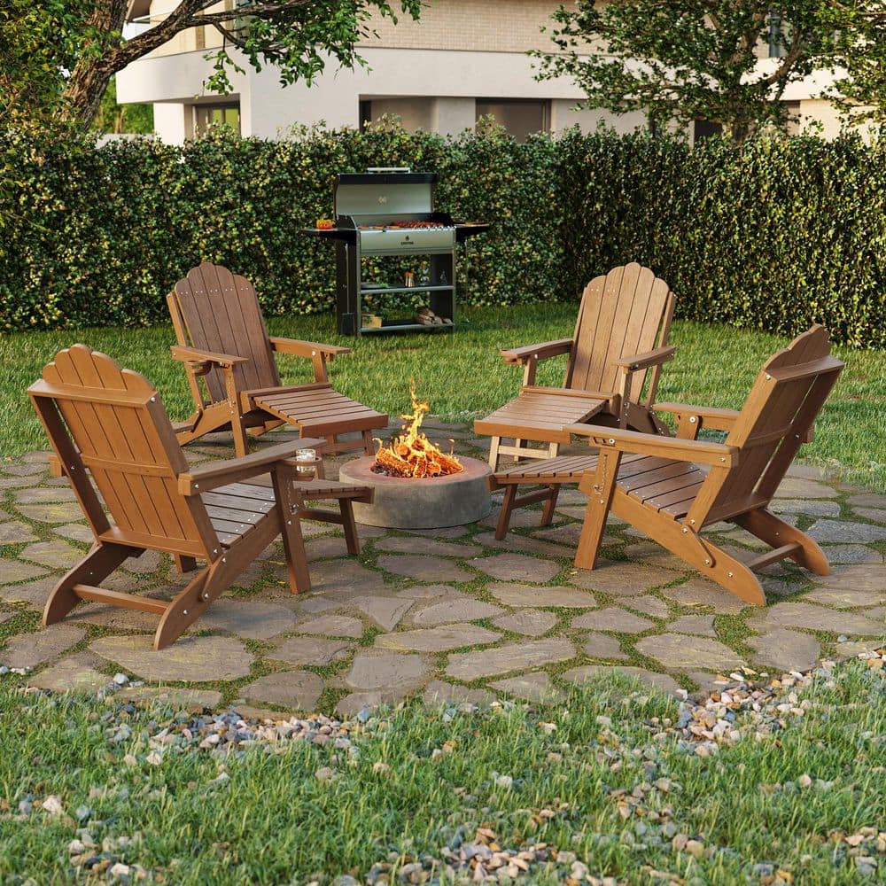 Sonkuki Teak Plastic Folding Ergonomic Adirondack Chair with