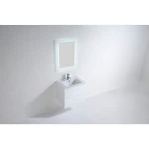 Millennium 18.25 in. W x  24 in. D x 22.5 in. H Single Sink Bath Vanity in High Gloss White with White Ceramic Top