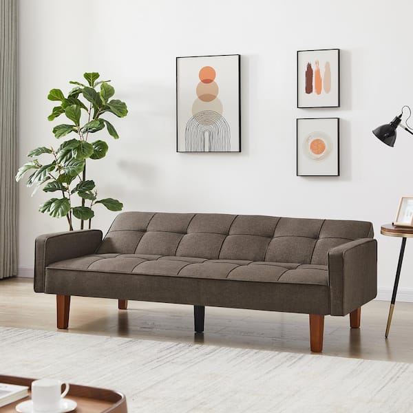 Modern full sleeper sofa linen deals upholstered convertible sofa with storage