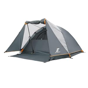 Orange Camping Tent 2-Person Aluminum Poles Tent with Bike Shed