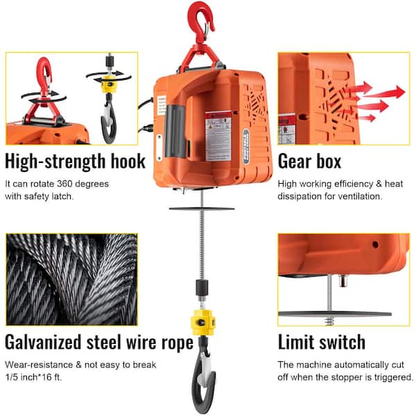 VEVOR Electric Hoist 1320 lbs. Electric Wire Hoist with Wireless Remote  Control, 40 ft. Single Cable Lifting Height (1150 W) DD1320LBS52FTNHNXV1 -  The Home Depot