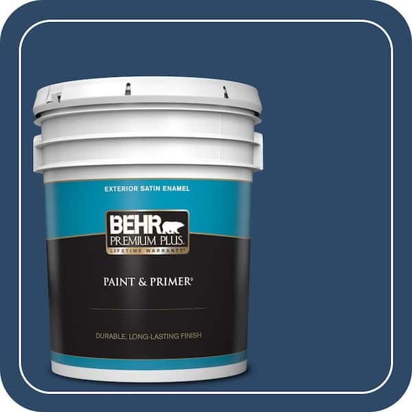 BEHR PREMIUM PLUS 5 gal. #PPF-57 Lake View Satin Enamel Exterior Paint & Primer