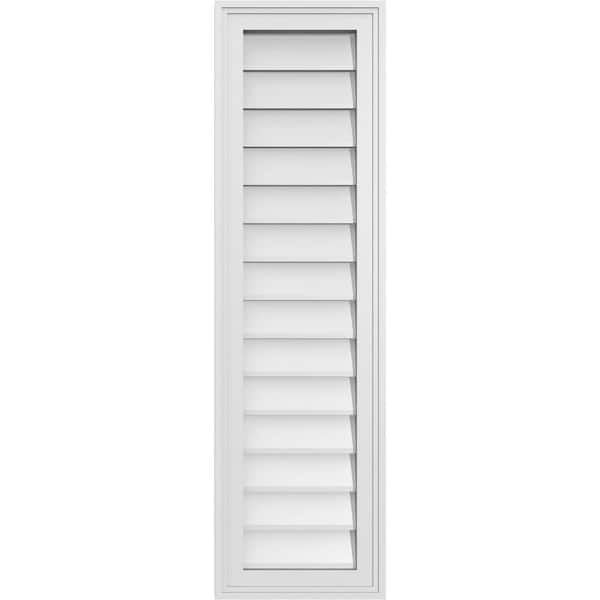 Ekena Millwork 12" x 42" Vertical Surface Mount PVC Gable Vent: Non-Functional with Brickmould Frame