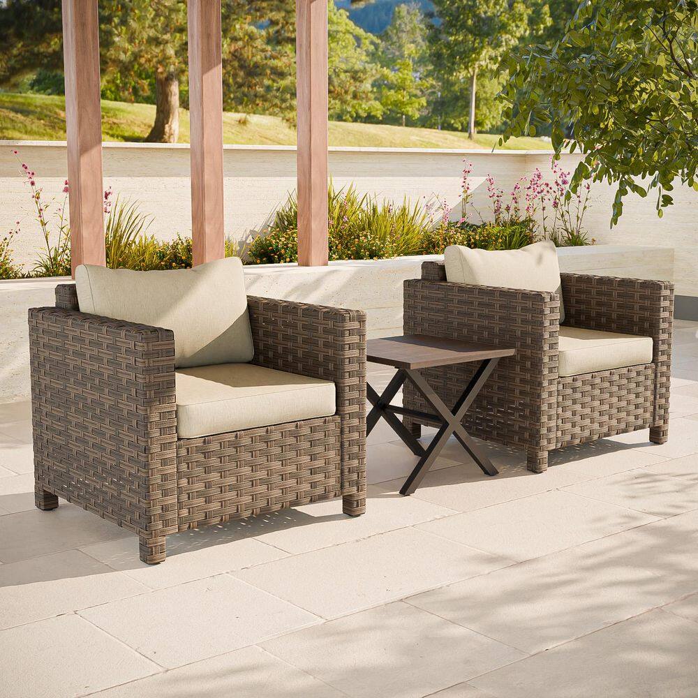 3-Piece Outdoor Conversation Set-Wicker Chairs + Coffee Table with Beige Cushions price history on PriceWatchPro