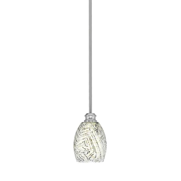 Unbranded Albany 60-Watt 1-Light Brushed Nickel Pendant Mini Pendant Light Natural Fusion Glass and Light Bulb Not Included
