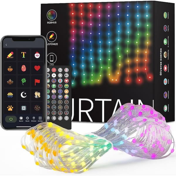 540-Light 6.6 ft. Outdoor Plug-In Integrated LED Smart Curtain Fairy String Lights (1-Pack)