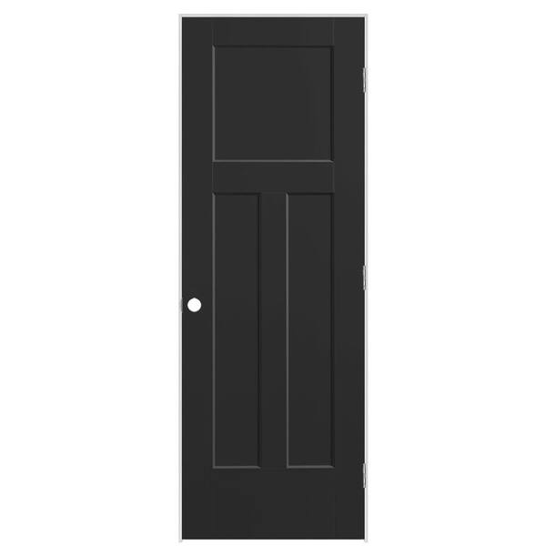 Masonite 28 in. x 80 in. 3-Panel Winslow Left-Hand Hollow Core Jet Black Molded Composite Single Prehung Interior Door