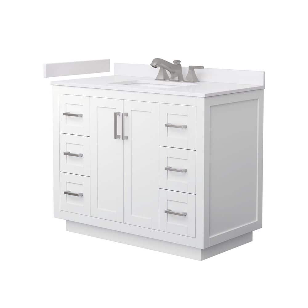 Miranda 42 in. Single Freestanding White Bath Vanity with White Cultured Marble Top Assembled price history on PriceWatchPro