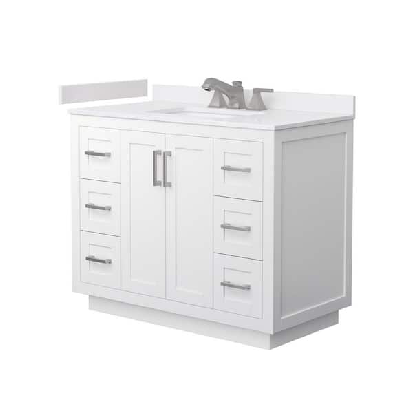 Miranda 42 in. Single Freestanding White Bath Vanity with White Cultured Marble Top