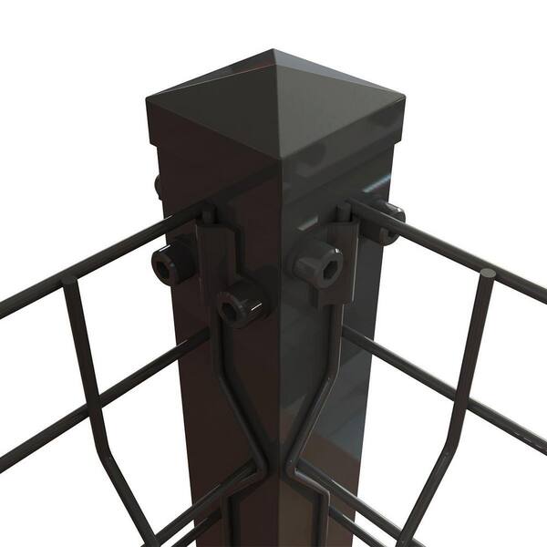 FORGERIGHT 74 in. H Deco Grid Black Steel Post with Flange, Cap, and Clips