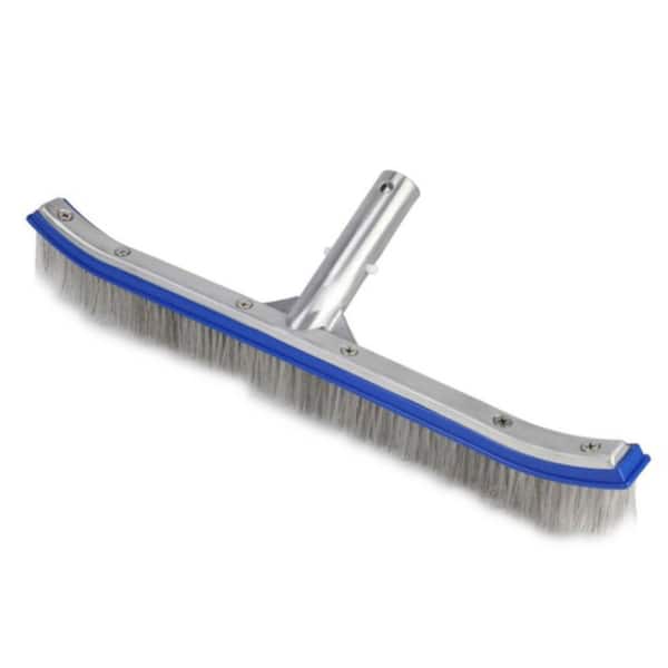 18 in. Swimming Pool and Spa Brush with Deluxe Nylon and Stainless Steel Combination Bristles and Aluminum Back