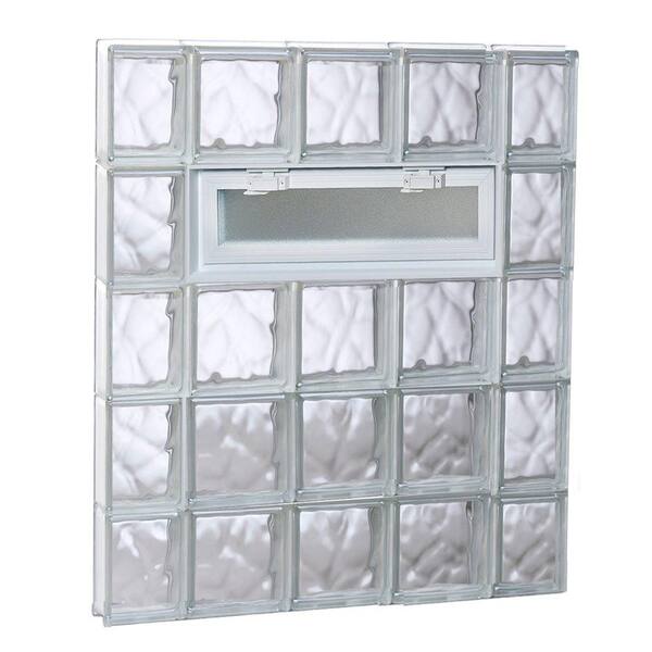 Clearly Secure 34.75 in. x 38.75 in. x 3.125 in. Frameless Wave Pattern Vented Glass Block Window