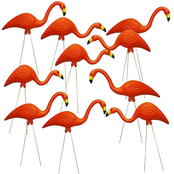 Southern Patio TEAMingos 26 in. Orange Flamingo (10-Pack)