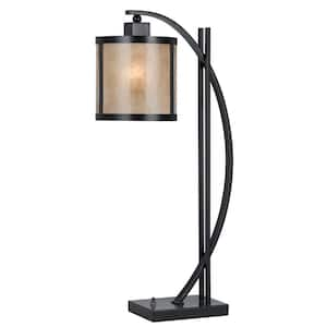 Charlie 26 in. Charcoal Integrated LED No Design Interior Lighting for Living Room with White Metal Shade