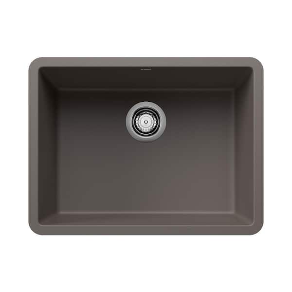 Blanco Precis Silgranit 23.44 in. Undermount Single Bowl Volcano Gray Granite Composite Kitchen Sink