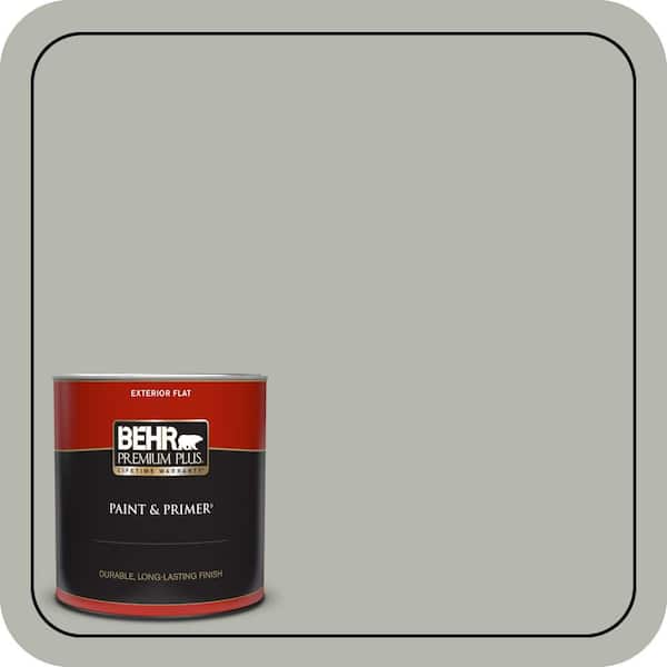 BEHR PREMIUM PLUS 1 qt. #ECC-27-2 Stone Mill Flat Exterior Paint & Primer