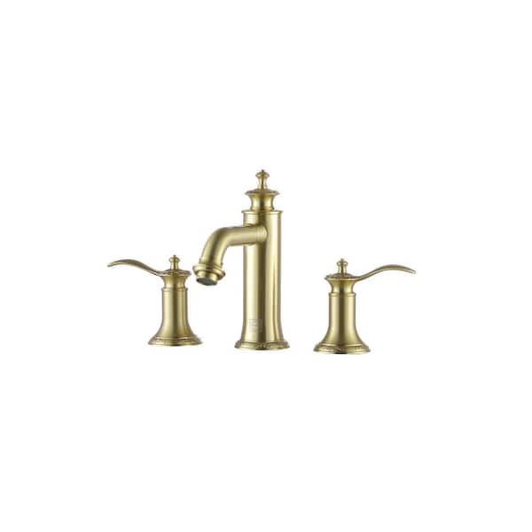 8 in. Widespread Double-Handle Bathroom Sink Faucet in Brushed Gold