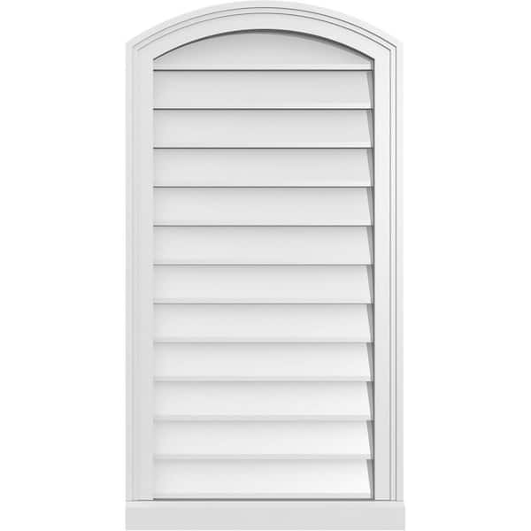 Ekena Millwork 20 in. x 38 in. Arch Top Surface Mount PVC Gable Vent: Functional with Brickmould Sill Frame
