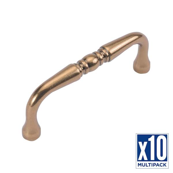 HICKORY HARDWARE Williamsburg 3 in. (76 mm) Antique Rose Gold Cabinet Pull (10-Pack)