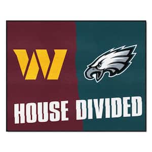 NFL Commanders/Eagles Burgundy House Divided 3 ft. x 4 ft. Area Rug