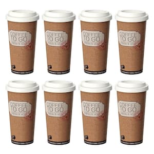 Corky Cup 16 oz. Brown ABS Plastic Reusable Insulated Travel Mug (Set of 8)