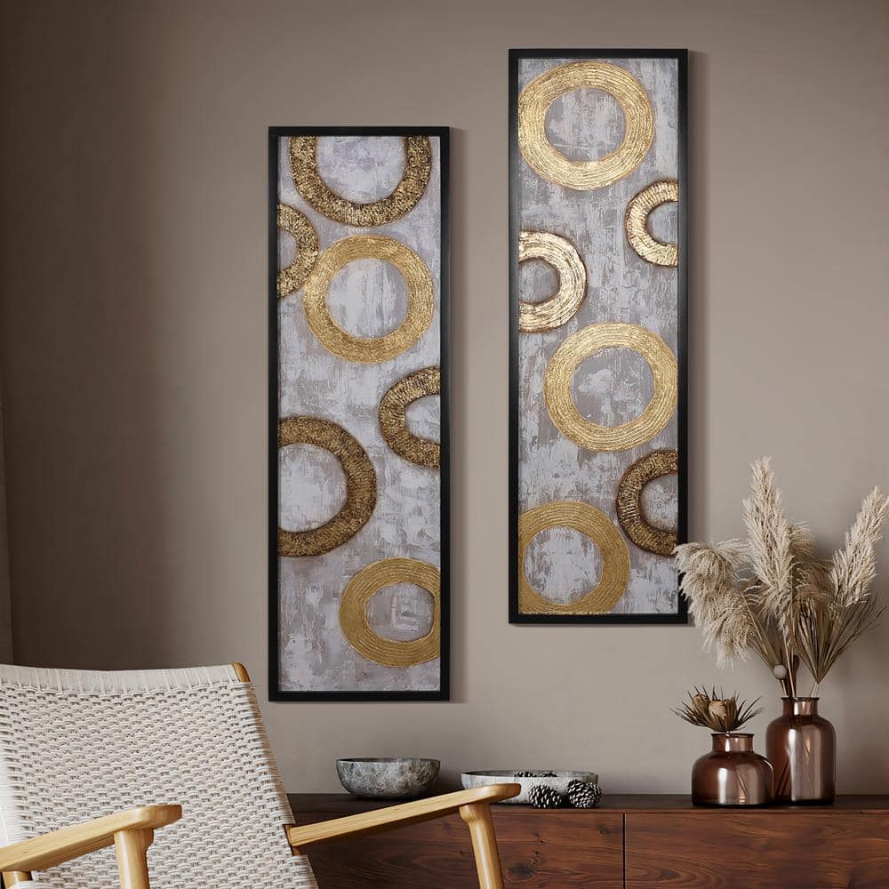 LuxenHome 2-Piece Gold and Brown Metal Abstract Wall Decor Set