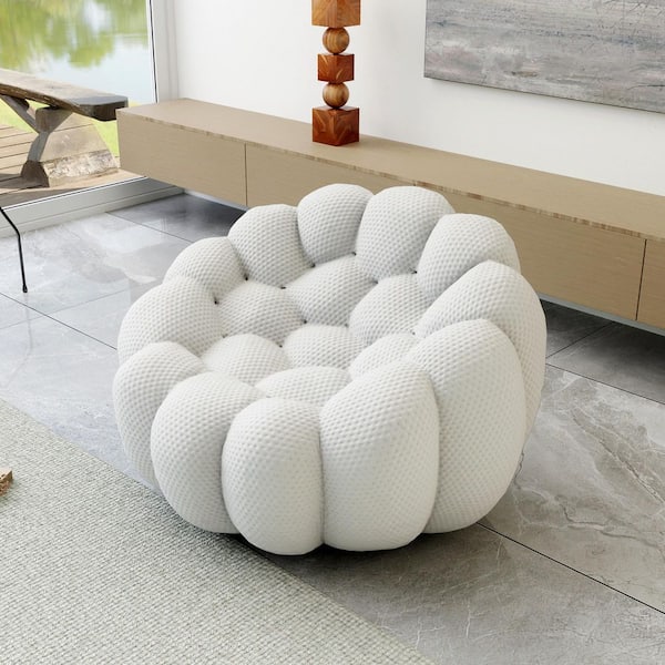 Bubble Sofa, Gray 3D Knitted Fabric Armless Reading Side Chair Accent Chair Set of 1 for Apartment, No Assembly Required