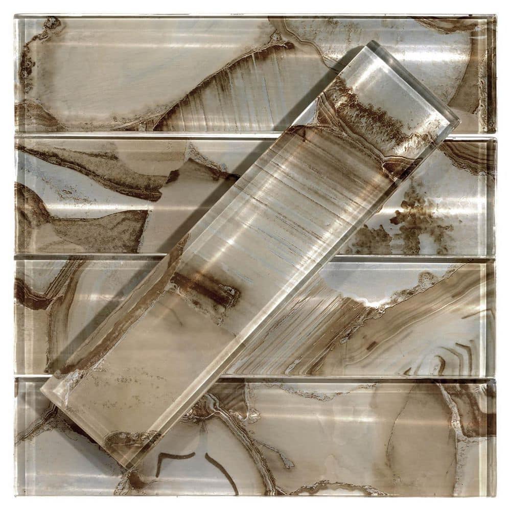 Myst 3" x 12" Polished Beige Glass Subway Tile