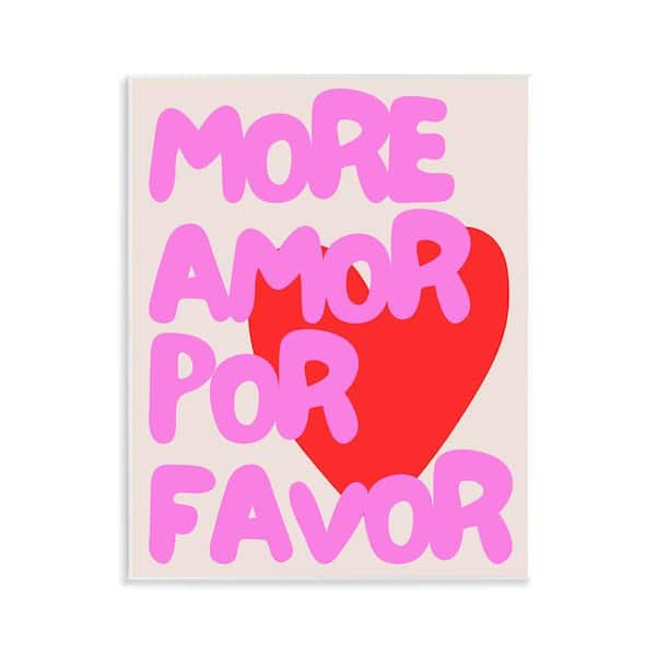 Stupell Industries Pink and Red More Amor by House of Lulu Unframed Typography Graphic Art Print 14 in. x 11 in.