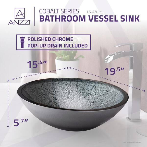 ANZZI Onyx Series 20 in. Bathroom Vessel Sink with Scratch-Tough