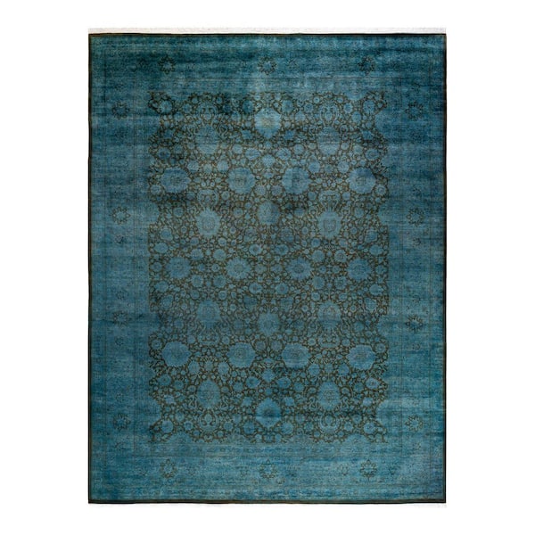 Overdyed Blue 9 ft. 3 in. x 12 ft. 1 in. Wool Indoor Area Rug