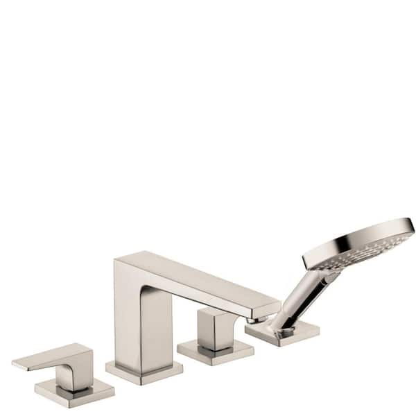 Hansgrohe Metropol 2-Handle Deck Mount Roman Tub Faucet with Hand Shower in Brushed Nickel