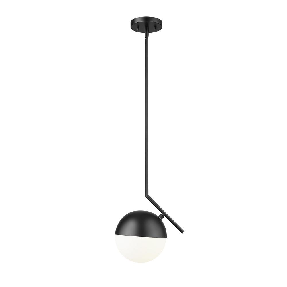 Realm Sphere 10.75 in. Matte Black 1 Light Pendant with Matte Opal Glass Sh