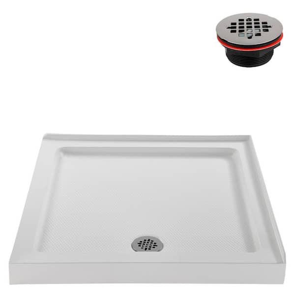Streamline 36 in. L x 36 in. W Corner Acrylic Shower Pan Base, Glossy White with Right Hand Drain, Drain Included