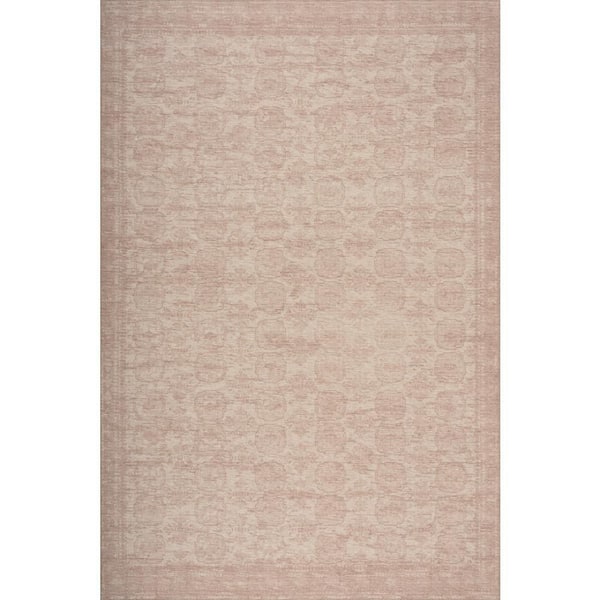 Myrelia Traditional Floral and Paisley Indoor Washable Area Peach 9 ft. x 12 ft. Indoor Area Rug