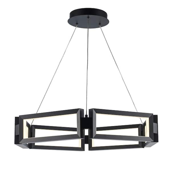 Skylar 30 in. Dimmable Integrated LED Black Chandelier Light Fixture