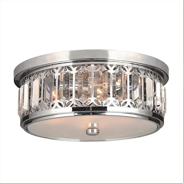 Worldwide Lighting Parlour Collection 4-Light Chrome and Crystal Ceiling Light