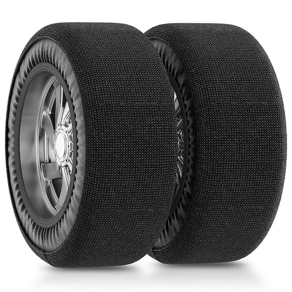 Automotive Snow Socks for Tire Antiskid Tire Sock for Winter Emergency Enhanced Traction Device for Car (Black, X-Large)