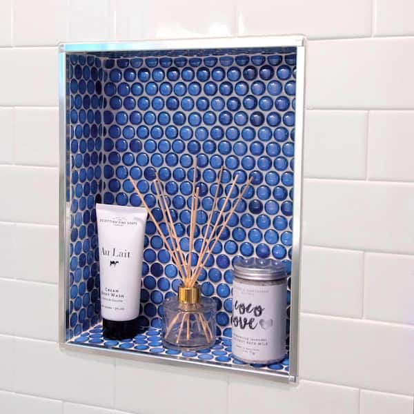 Hudson Penny Round Glossy Sapphire 6 in. x 6 in. Porcelain Mosaic Take Home Tile Sample