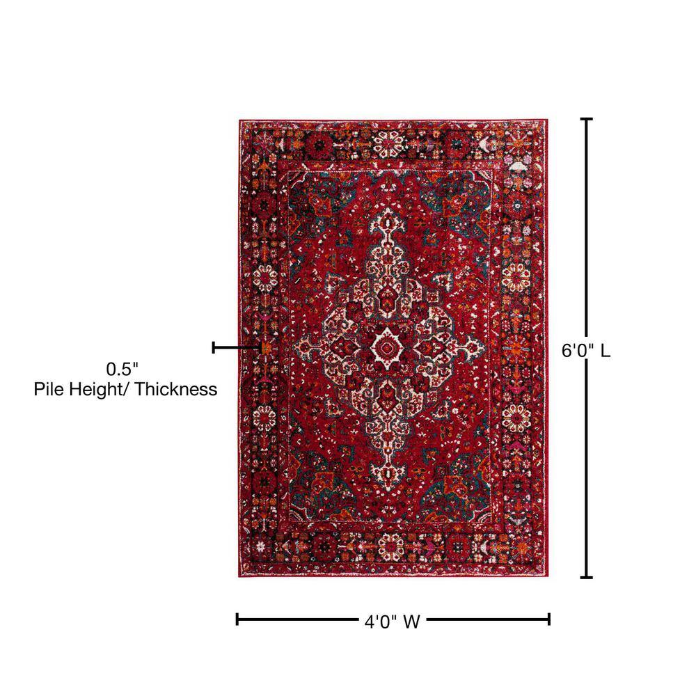 Elysian Red & Multi Round Oriental Accent Rug, 47" Synthetic