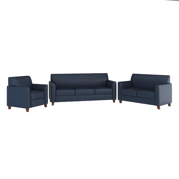 Carnegy Avenue Hercules Diplomat Series Faux Leather Reception Chair in Navy with Arms