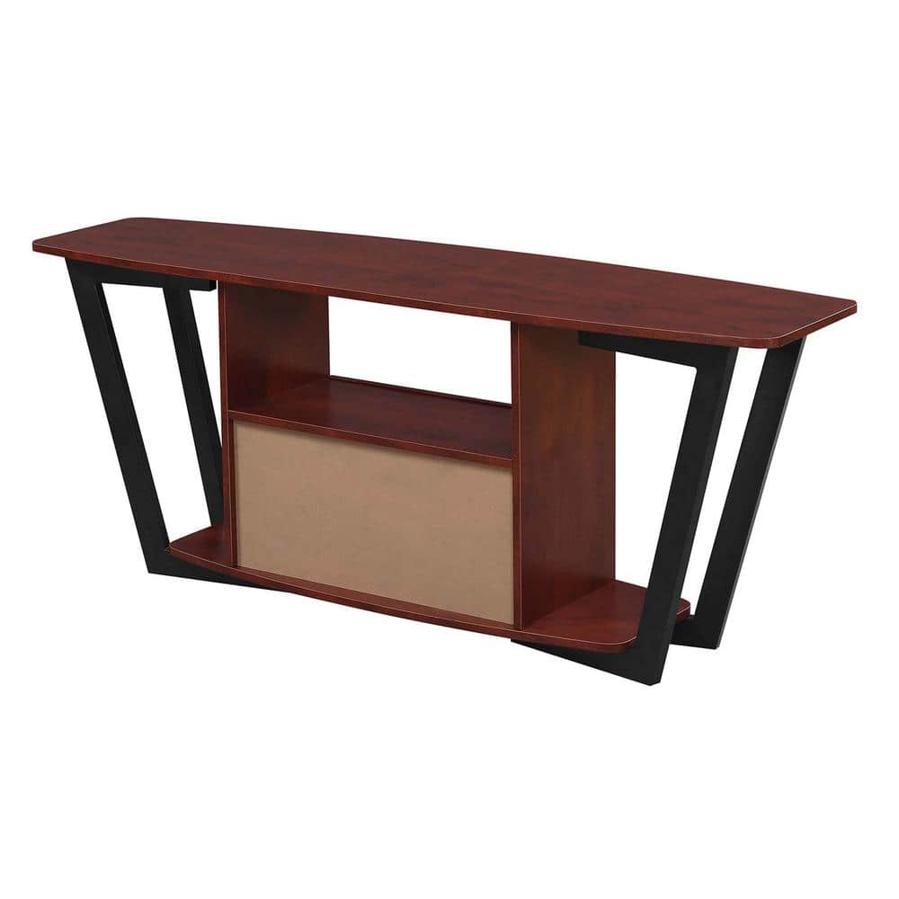 Cherry and Black 58" TV Stand with Cabinet